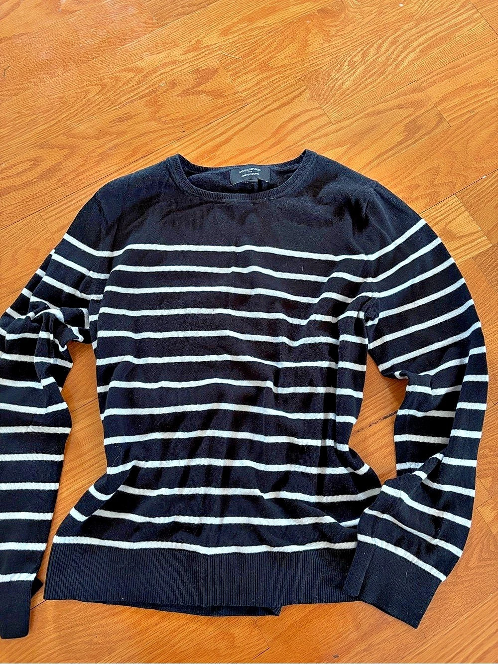 Banana Republic Striped Crewneck Sweater Black & White